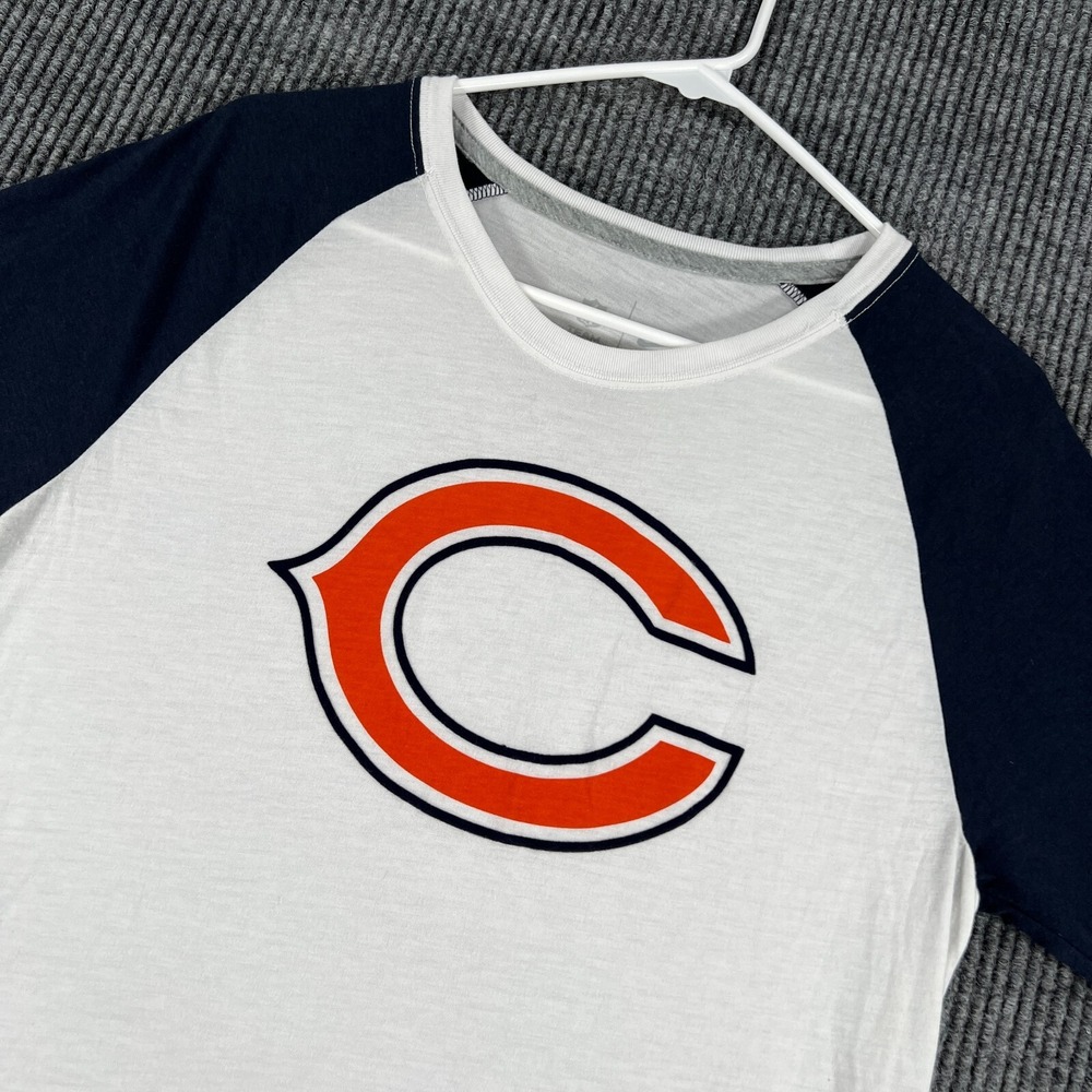 Chicago Bears Shirt Womens Large White 3/4 Sleeve Crew Nike White Blue NFL